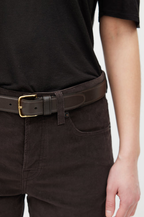 The Row Brown & Gold Leather Belt