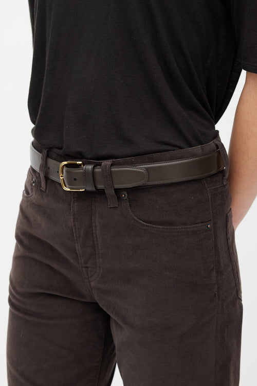 The Row Brown & Gold Leather Belt