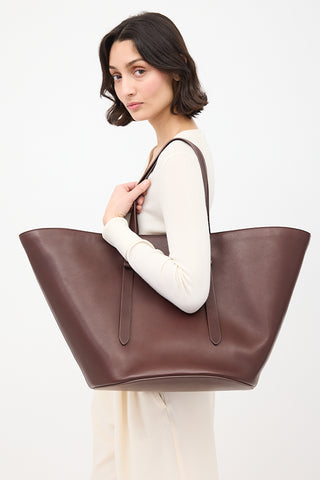 The Row Burgundy Leather Jasper Tote