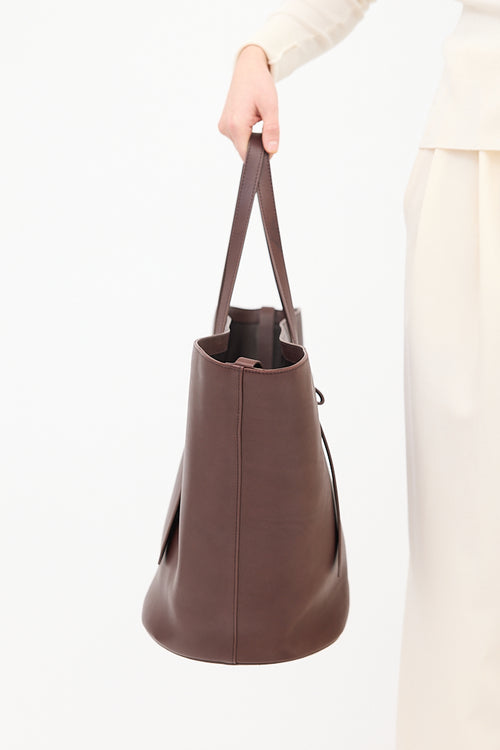 The Row Burgundy Leather Jasper Tote