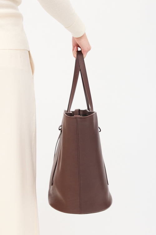 The Row Burgundy Leather Jasper Tote