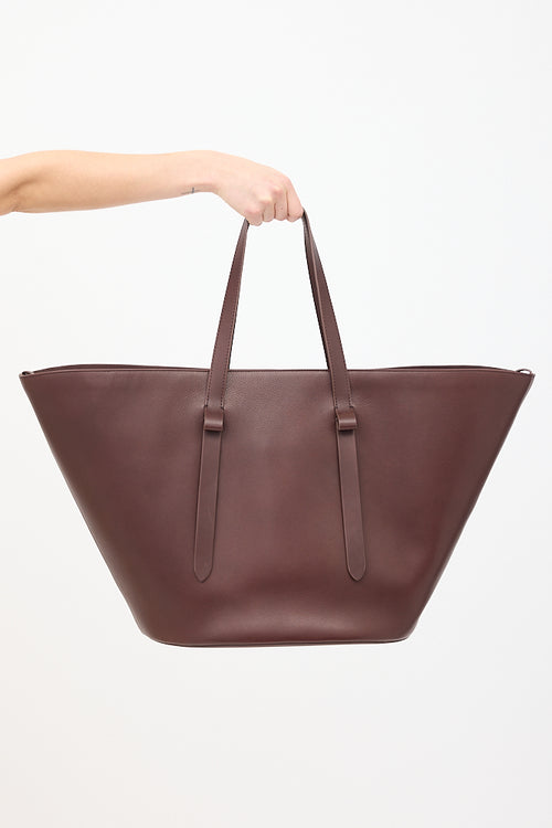 The Row Burgundy Leather Jasper Tote