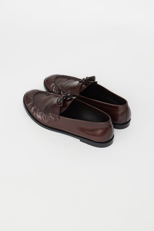 The Row Brown Leather Tassel Loafer