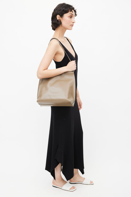 The Row Brown Leather Wander Shoulder Bag