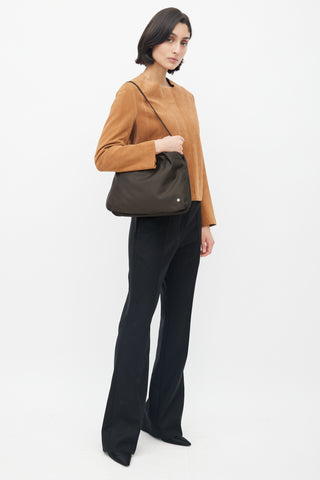 The Row Brown Nylon XL Bourse Shoulder Bag