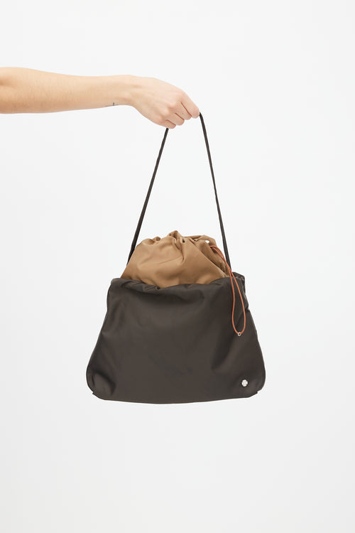 The Row Brown Nylon XL Bourse Shoulder Bag