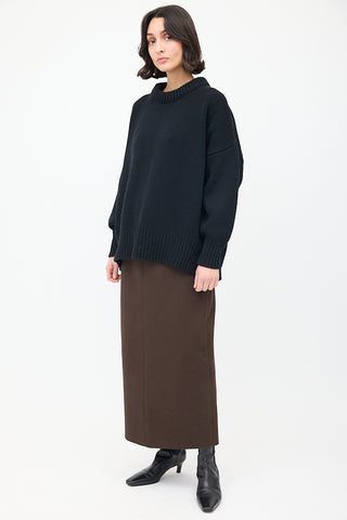 The Row Brown Cotton & Wool Twill Matias Skirt