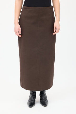 The Row Brown Cotton & Wool Twill Matias Skirt