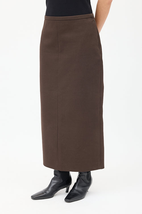 The Row Brown Cotton & Wool Twill Matias Skirt