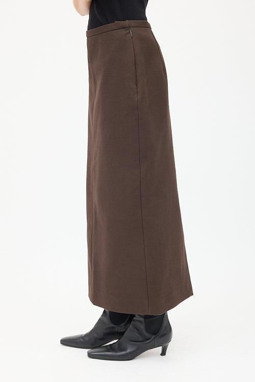 The Row Brown Cotton & Wool Twill Matias Skirt