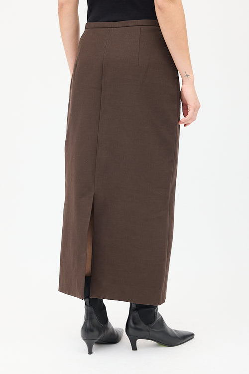 The Row Brown Cotton & Wool Twill Matias Skirt