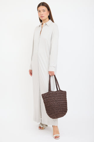 The Row Brown Raffia Estelle Woven Tote