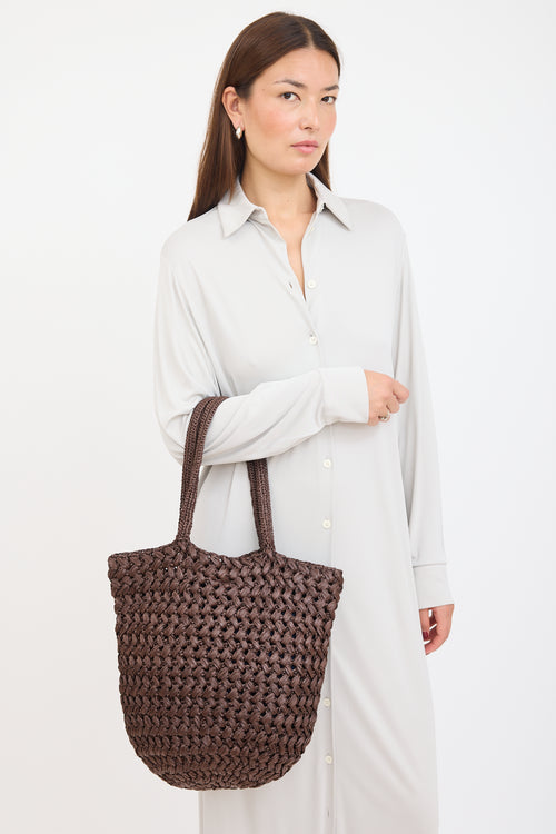 The Row Brown Raffia Estelle Woven Tote