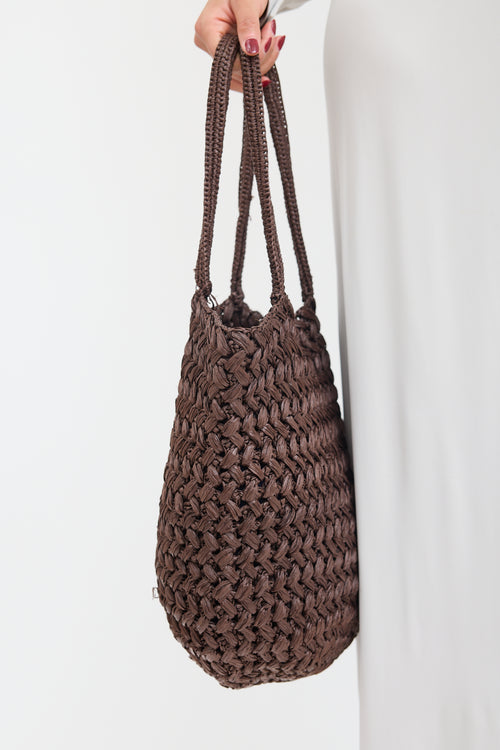 The Row Brown Raffia Estelle Woven Tote