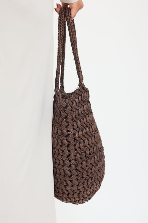 The Row Brown Raffia Estelle Woven Tote