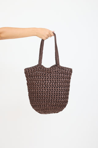 The Row Brown Raffia Estelle Woven Tote