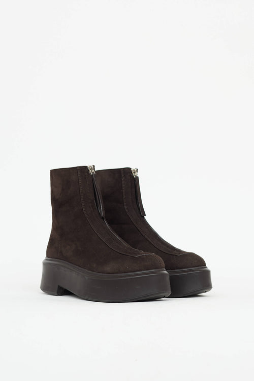 The Row Suede Zipped Ankle Boot