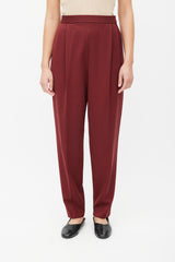 The Row Burgundy Pleated Trouser