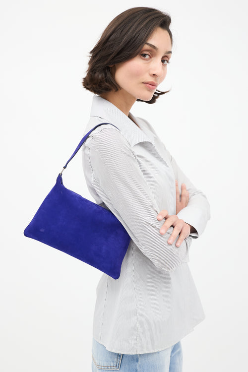 The Row Cobalt Blue Suede Small Morgan Bag