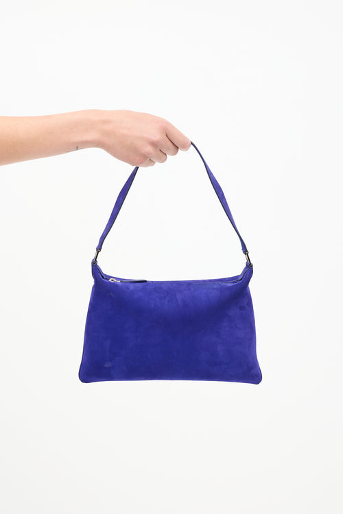 The Row Cobalt Blue Suede Small Morgan Bag