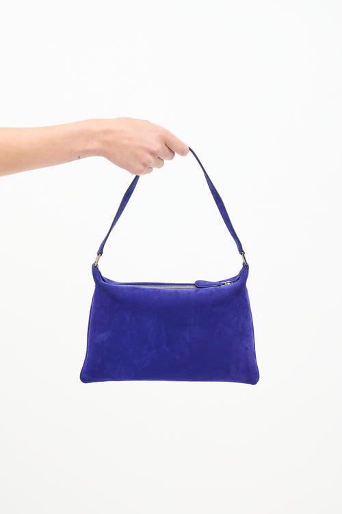 The Row Cobalt Blue Suede Small Morgan Bag