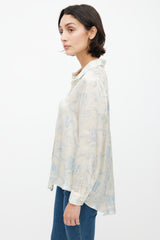 The Row Cream & Blue Sea Print Shirt