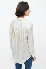 The Row Cream & Blue Sea Print Shirt
