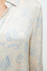 The Row Cream & Blue Sea Print Shirt