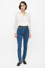 The Row Cream & Blue Sea Print Shirt