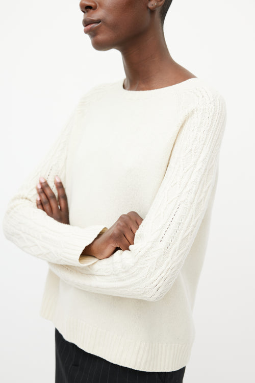 The Row Cream Cable Knit Sweater