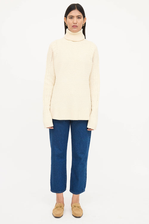 The Row Cableknit Woven Sweater