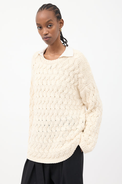 The Row Cream Cashmere & Silk Sweater