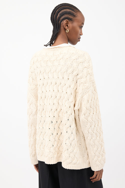 The Row Cream Cashmere & Silk Sweater