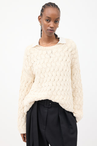 The Row Cream Cashmere & Silk Sweater