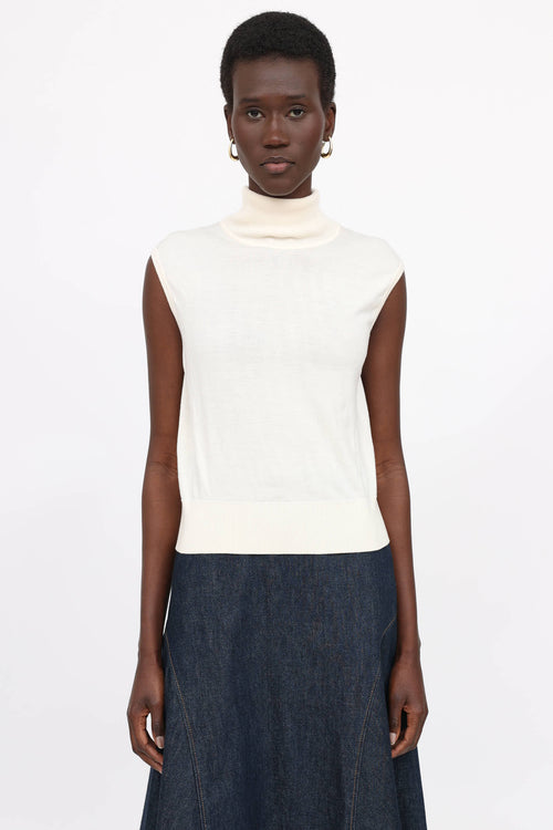 The Row Merino Turtleneck Sleeveless Top