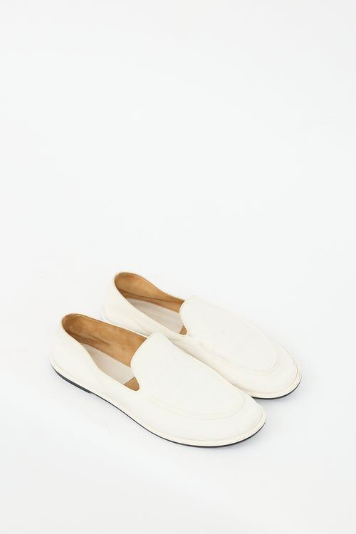 The Row White Leather Canal Loafer
