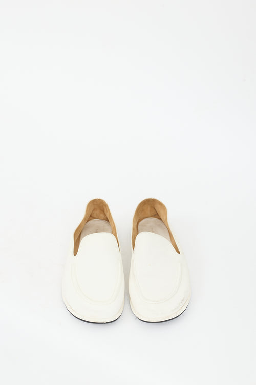 The Row White Leather Canal Loafer