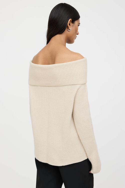The Row Cashmere Off The Shoulder Knit Sweater