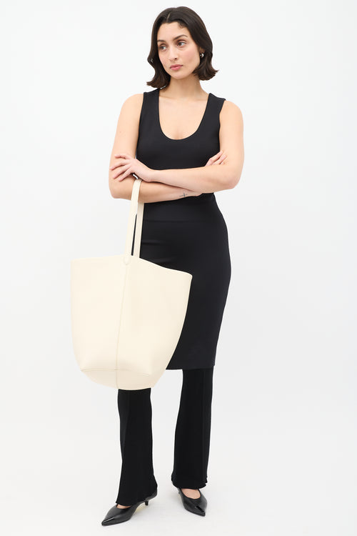 The Row Cream Leather N/S Park Tote