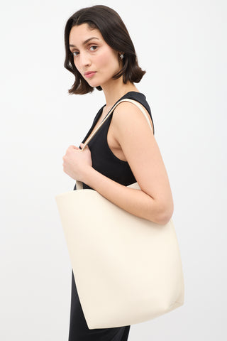 The Row Cream Leather N/S Park Tote