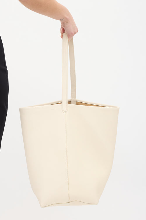 The Row Cream Leather N/S Park Tote