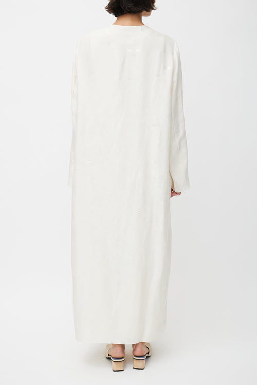 The Row Cream Silk Jacquard Knit Robe