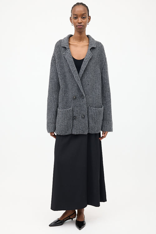 The Row Dark Grey Cashmere & Silk Data Cardigan