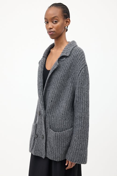 The Row Dark Grey Cashmere & Silk Data Cardigan