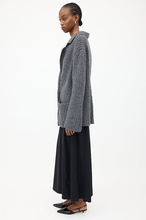 The Row Dark Grey Cashmere & Silk Data Cardigan