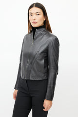 The Row Dark Grey Leather Jacket