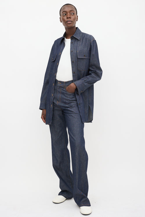 The Row Dark Wash Denim Vivienne Shirt & Pant Set