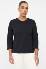The Row Black Flared Sleeve Top