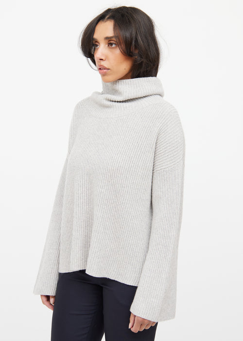 The Row Grey Cashmere & Silk Knit Sweater