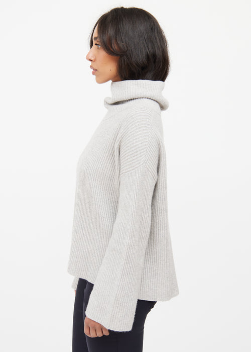 The Row Grey Cashmere & Silk Knit Sweater